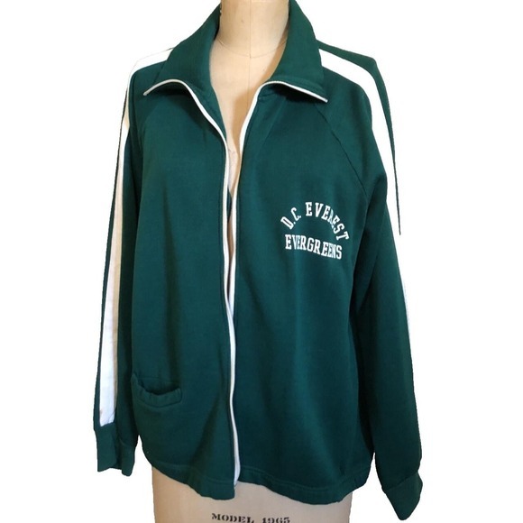 Vintage DC‎ Everest High Evergreens 1960s Basketball Zip Track Jacket Wausau WI - Picture 2 of 11